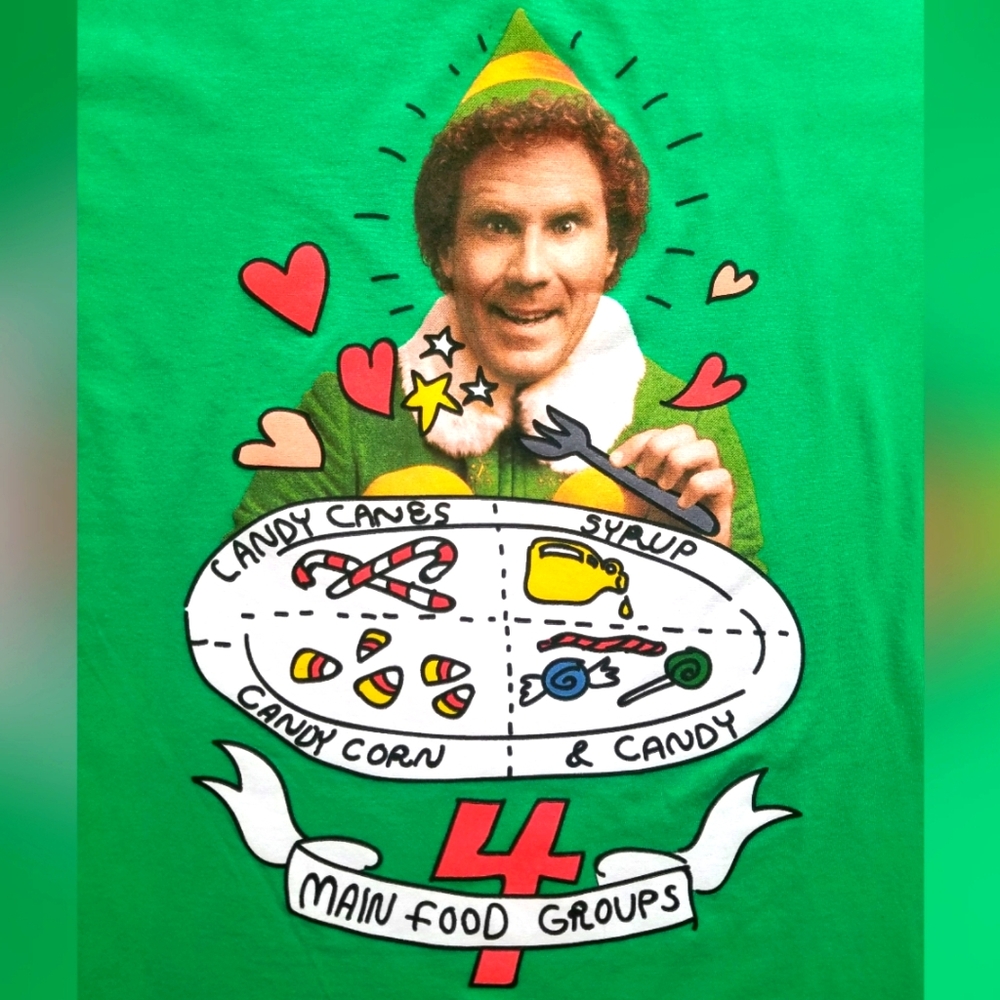 Elf Movie T-Shirt Green Short-Sleeves 100% Cotton